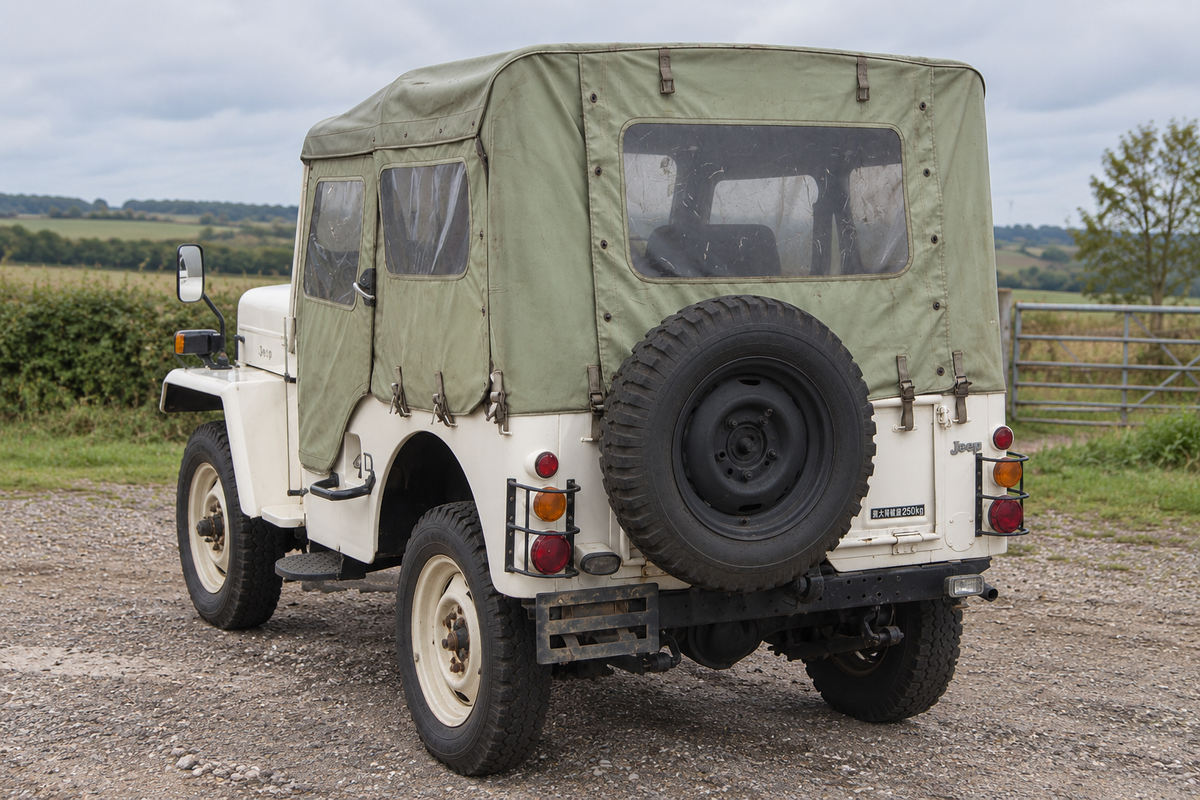 1976 Mitsubishi Jeep J54 rear view with canvas hood